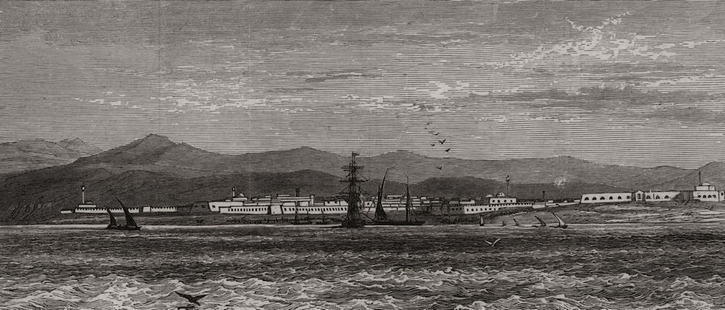 Biserta, Tunis, occupied by a French Garrison. Tunisia 1881 old antique print